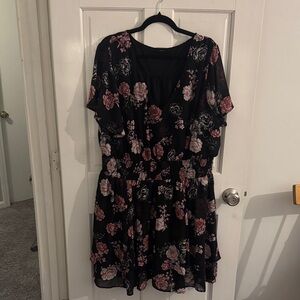 Torrid Black Dress with Pink Floral Design